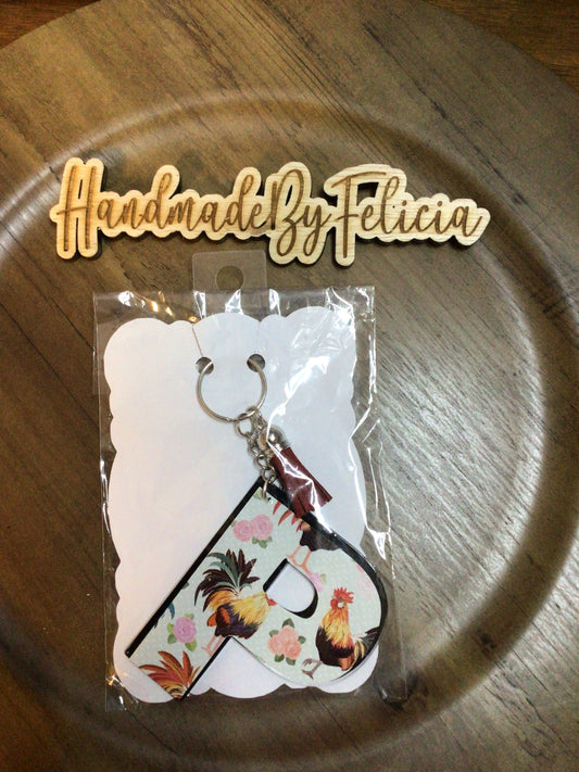 Letter P chicken keychain