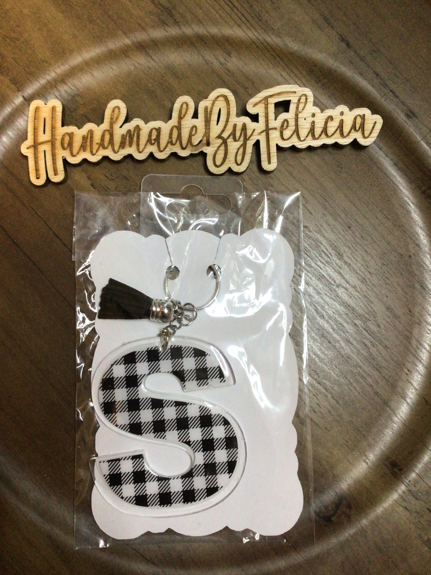 Letter S checkered keychain