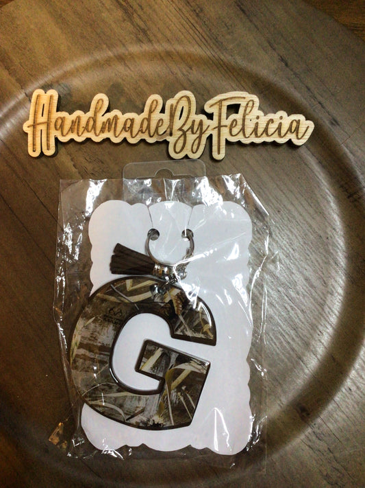 Letter G camo keychain