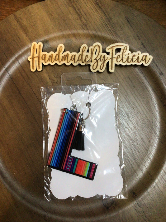 Letter L multi color keychain