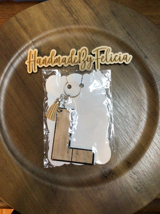 Letter L keychain. Wood print