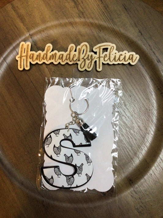 Letter S chicken keychain