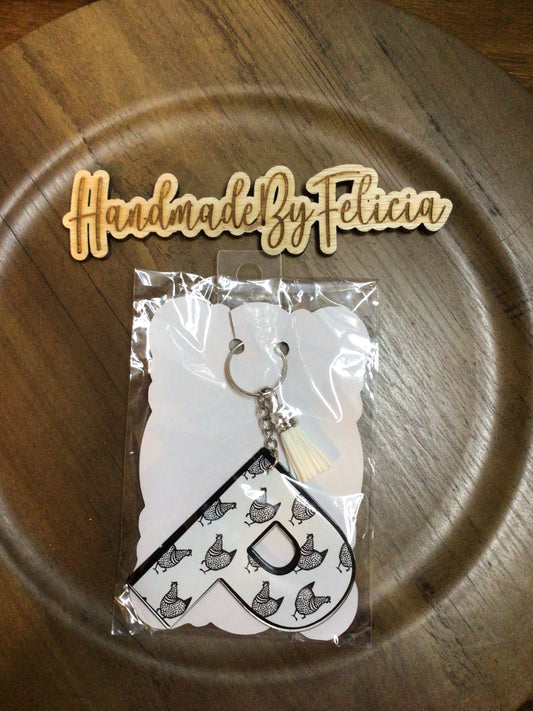 Letter P chicken keychain