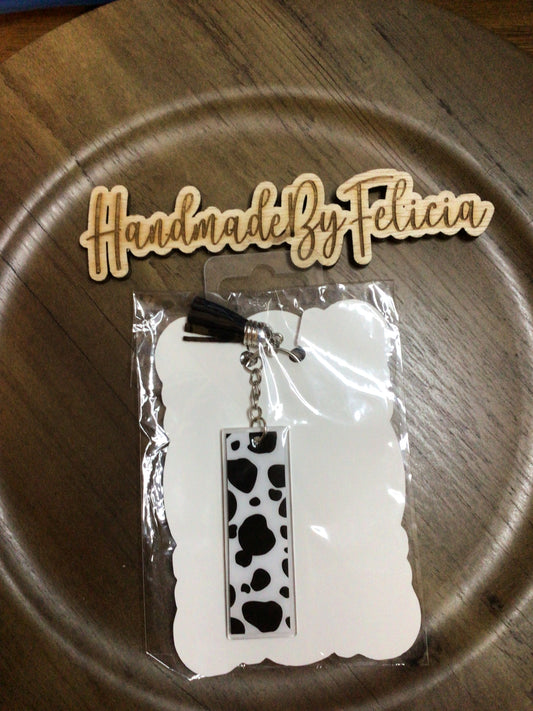 Letter I acrylic keychain cow print
