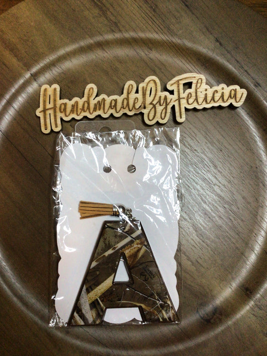 Letter A camo acrylic keychain