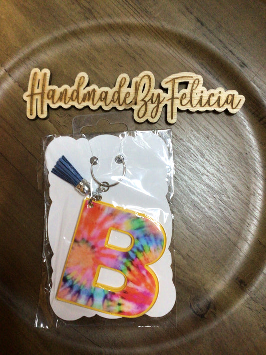 The dye letter B acrylic keychain