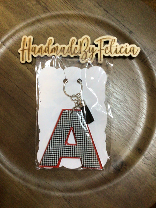 Letter A checkered acrylic keychain