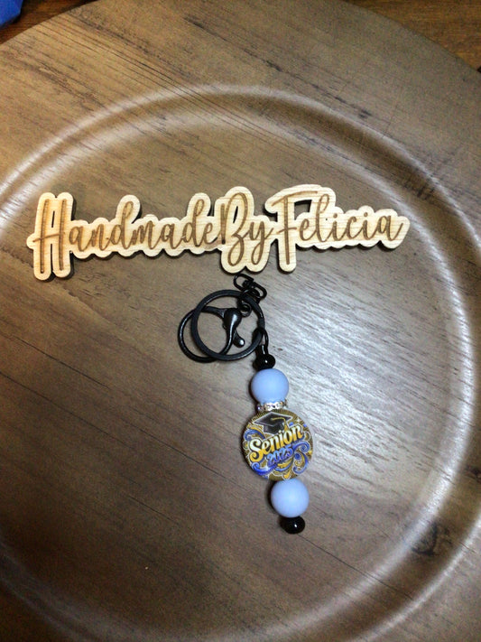 Blue graduation keychain