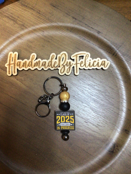 Yellow graduation keychain