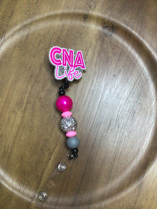 Cna life pink badge reel