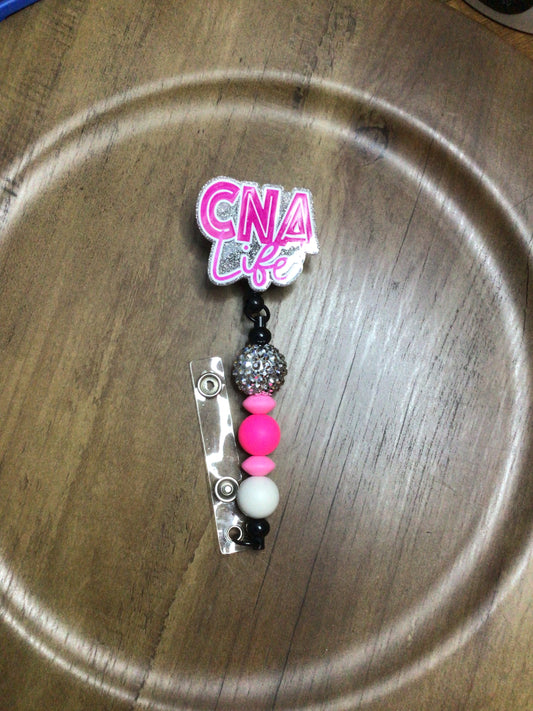 I arch energy badge reel. Silver and pink