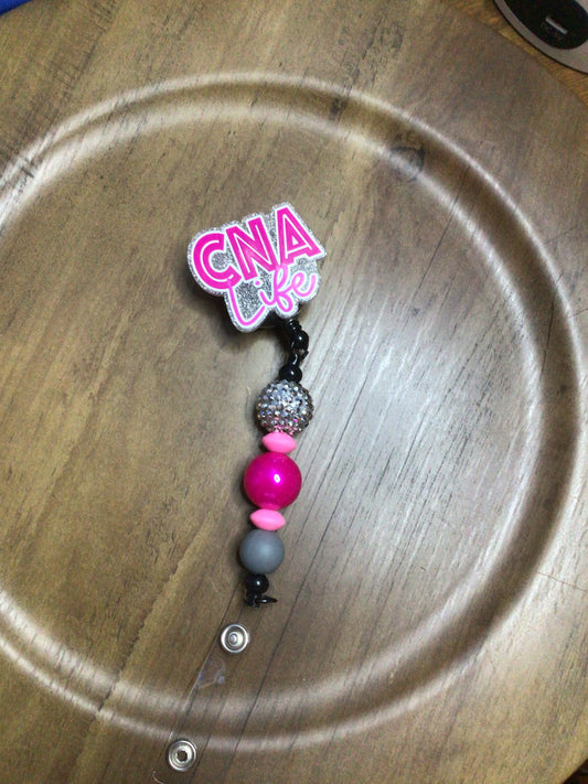 CNA badge reel silver pink