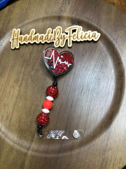 Nurse heartbeat red badge reel