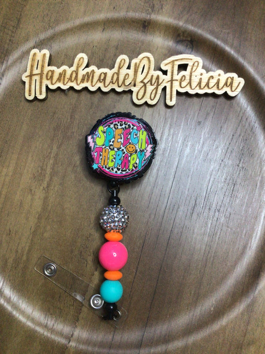 Speech therapy badge reel. Teal