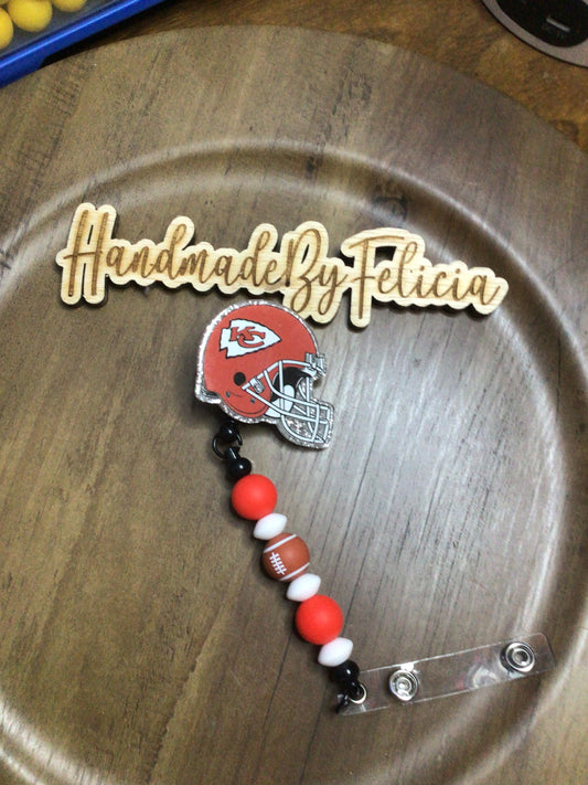Football badge reel red