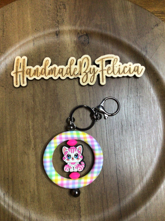 Kitten pastel keychain