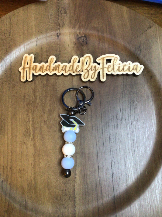 Graduation keychain light blue
