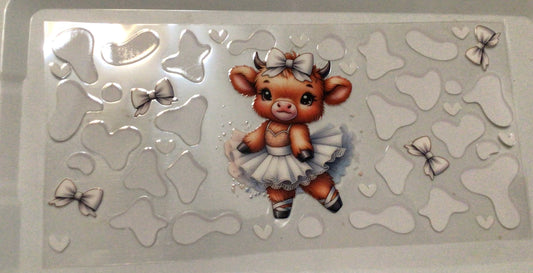 Ballerina cow 16 oz cup wrap