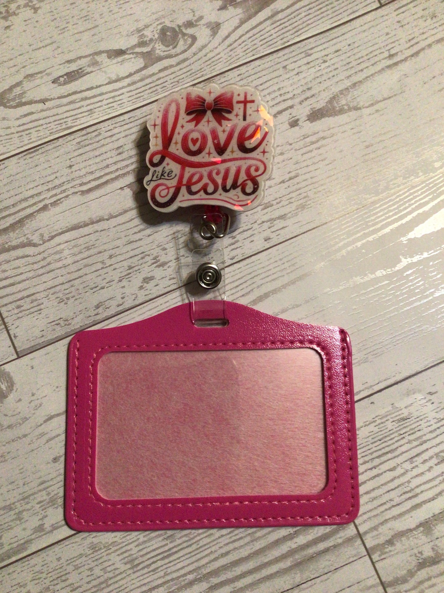 Love like Jesus ID badge pink