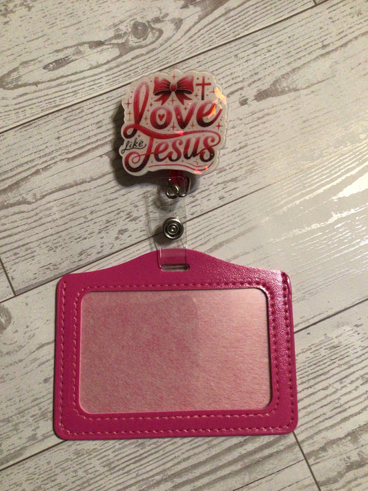 Love like Jesus ID badge pink