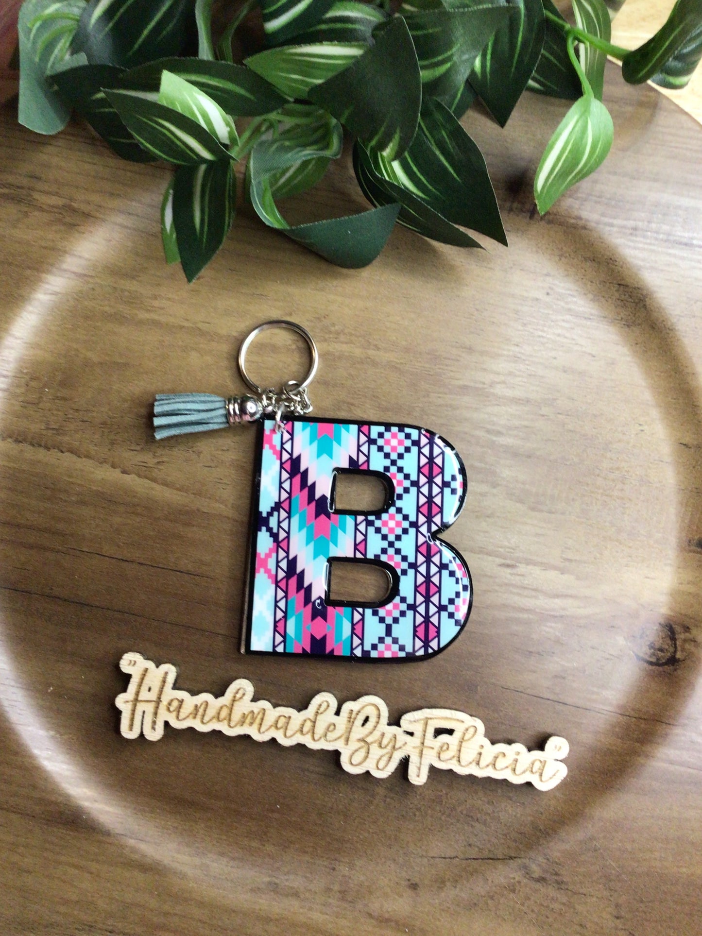 Initial B acrylic keychain