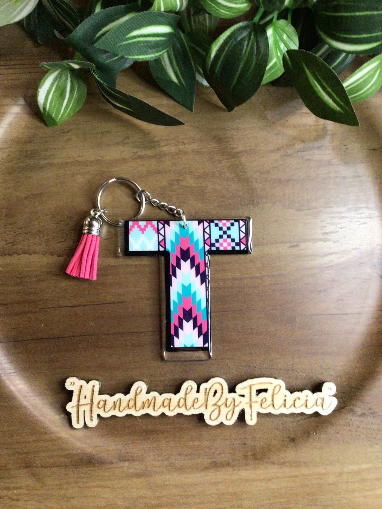 Initial “T” acrylic keychain