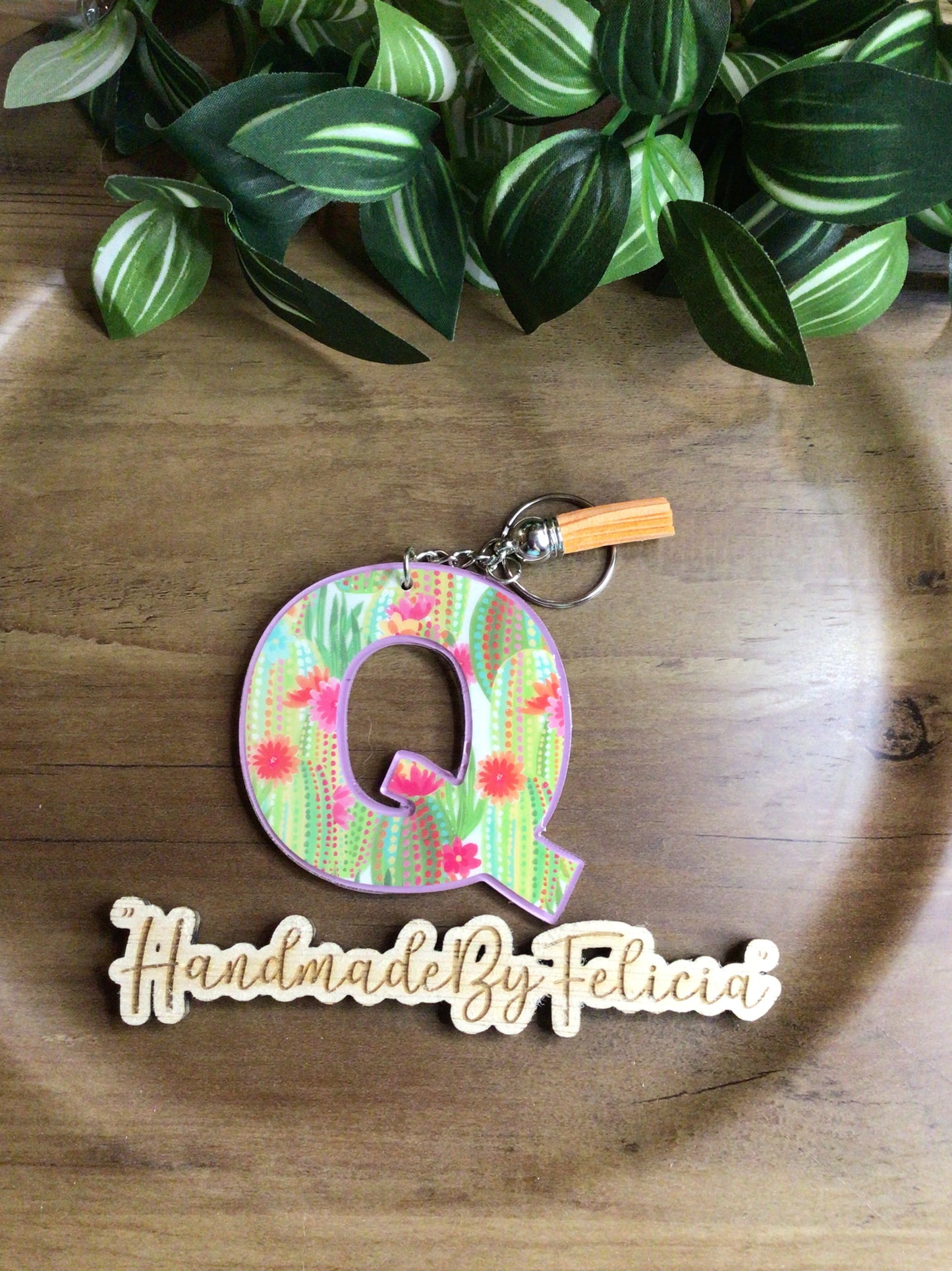 Initial “Q” acrylic keychain