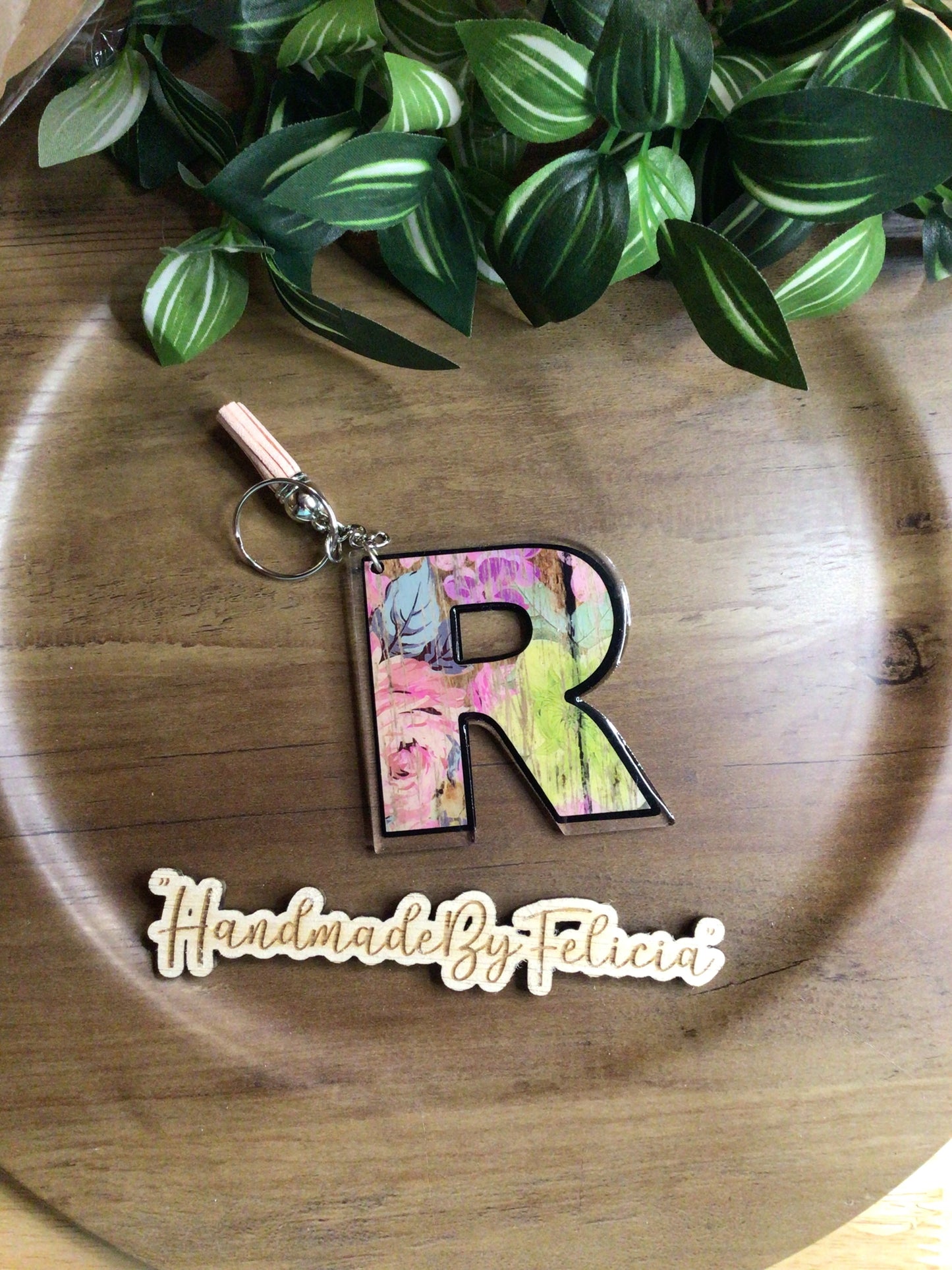 Initial R acrylic keychain