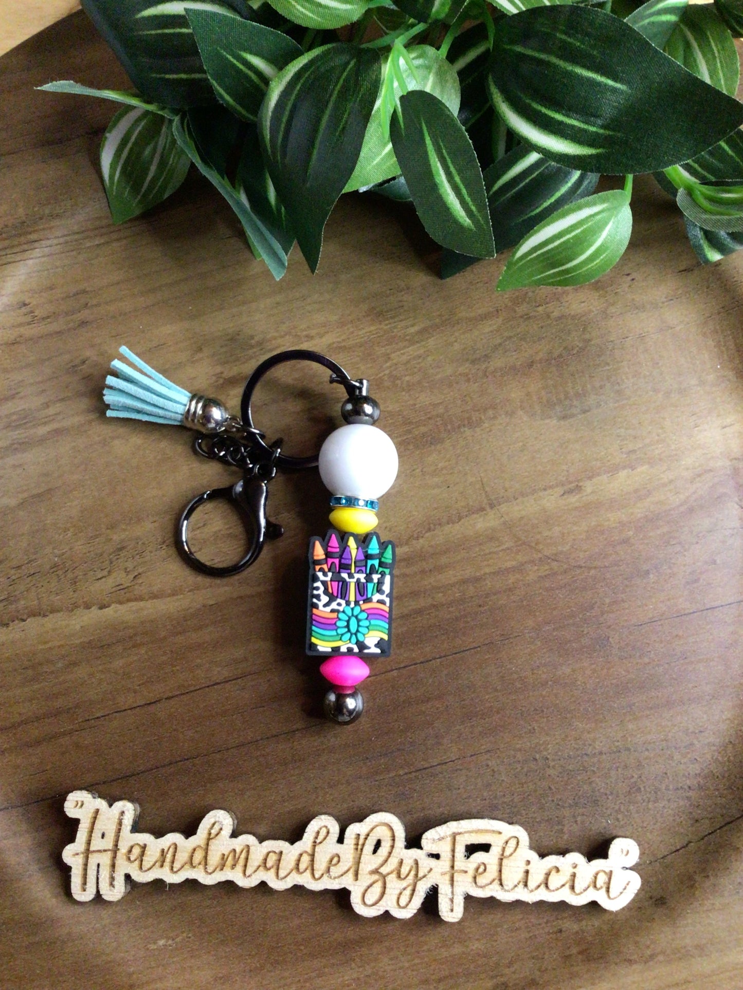 Multi color crayon keychain
