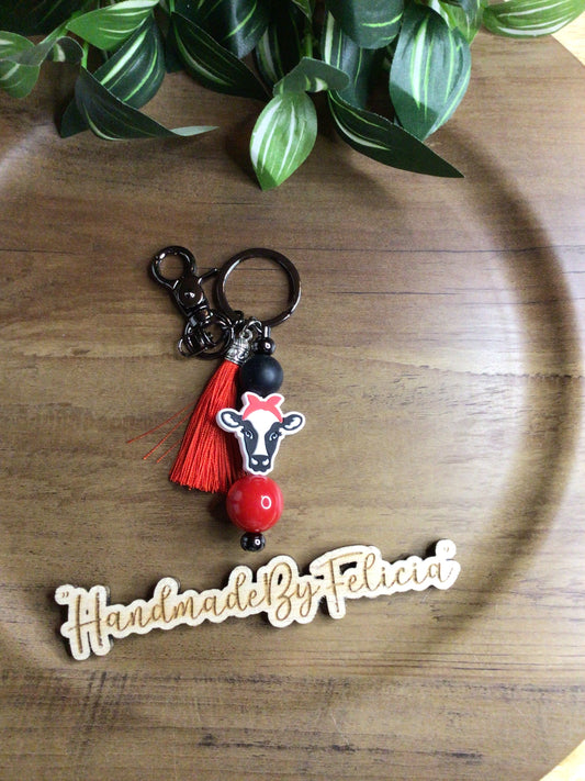 Bandana cow keychain