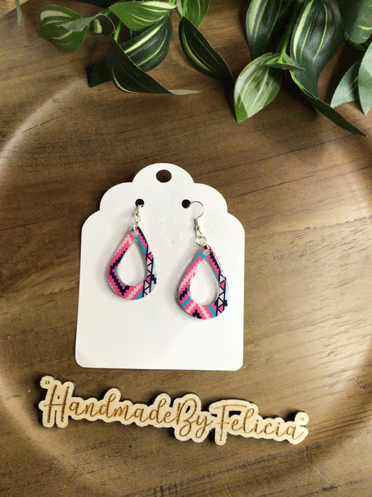 Pink teardrop acrylic earrings