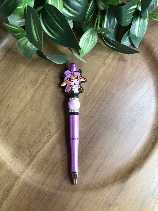 Purple cow glitter pen