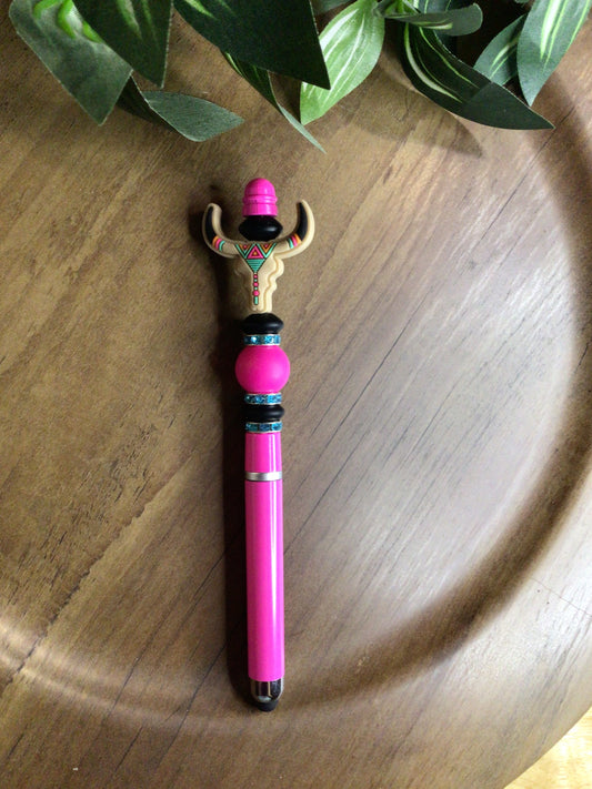 Pink Bull skull stylus pen