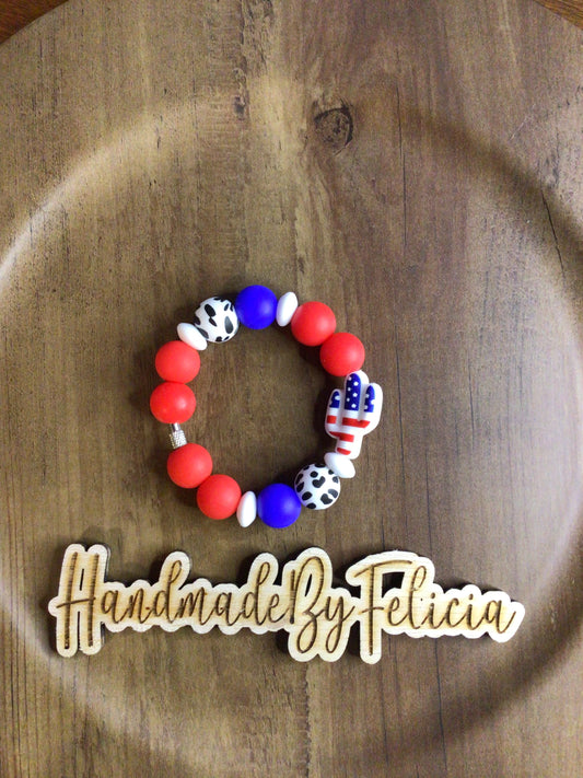 Patriotic cactus cup charm