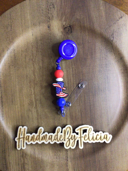 Patriotic boot badge reels