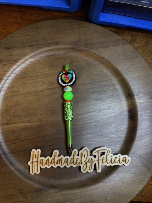 Autism green bling pen