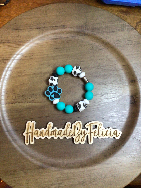 Teal paw cup charm