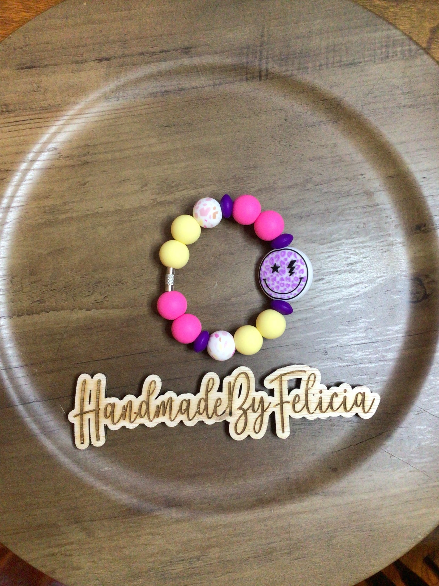 Smiley face cup charm purple