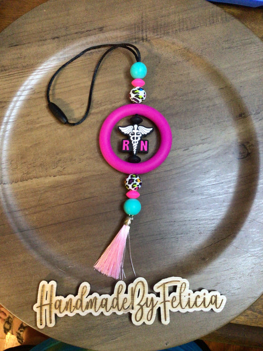 Pink RN car charm