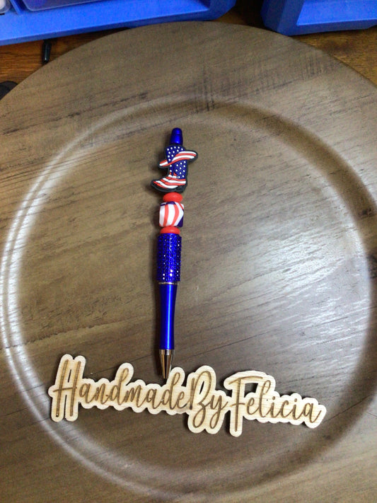 USA patriotic boots blue pen with bling