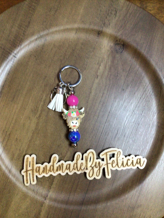 Cow flower keychain