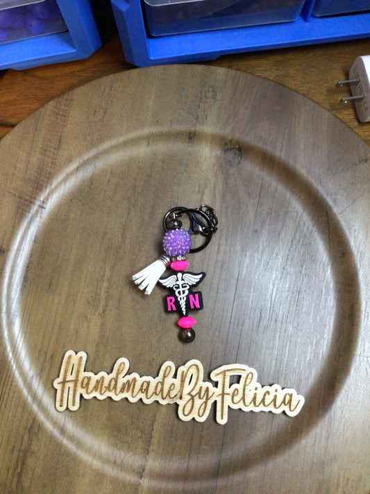 Pink RN keychain