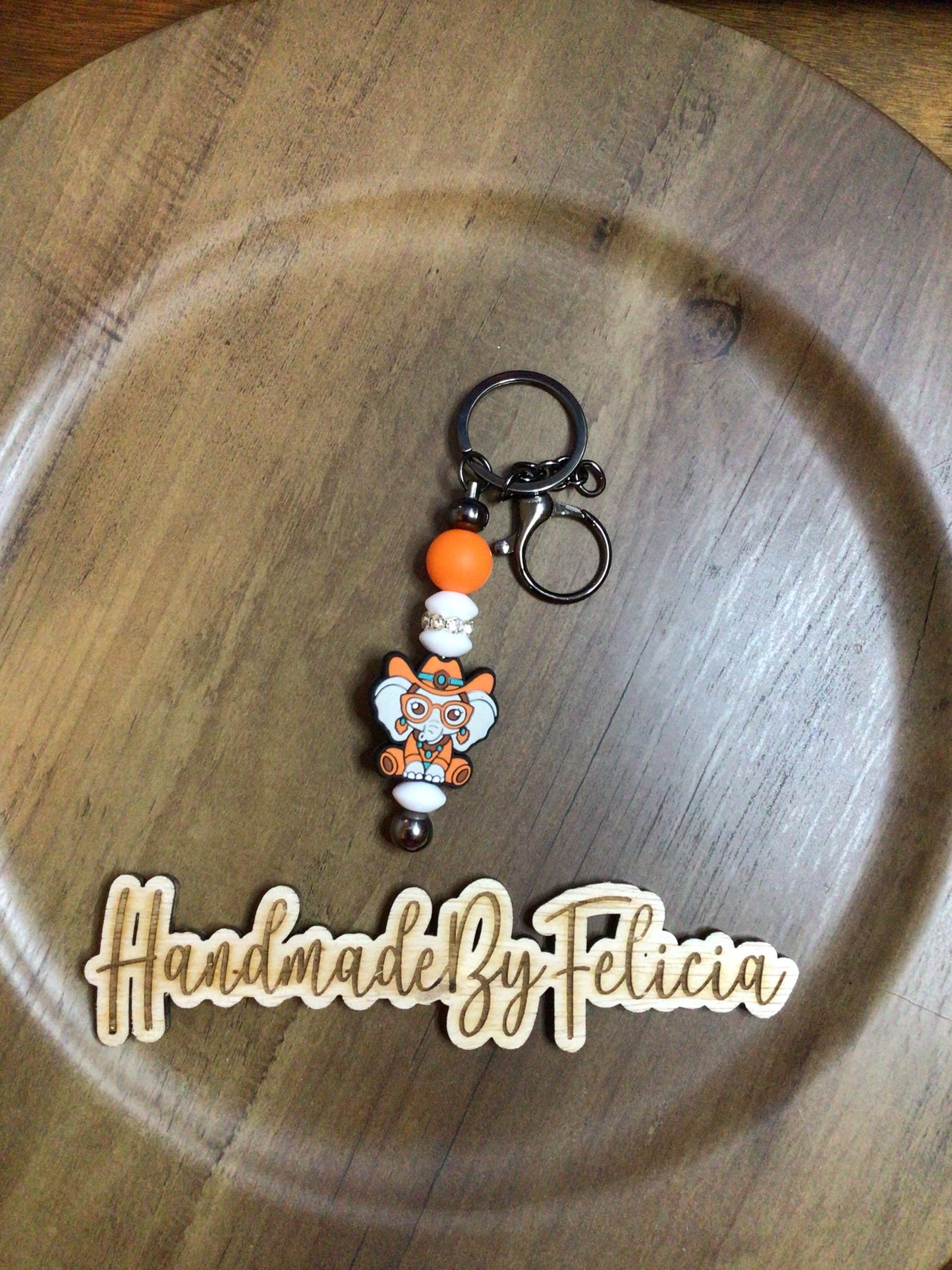 Elephant keychain orange