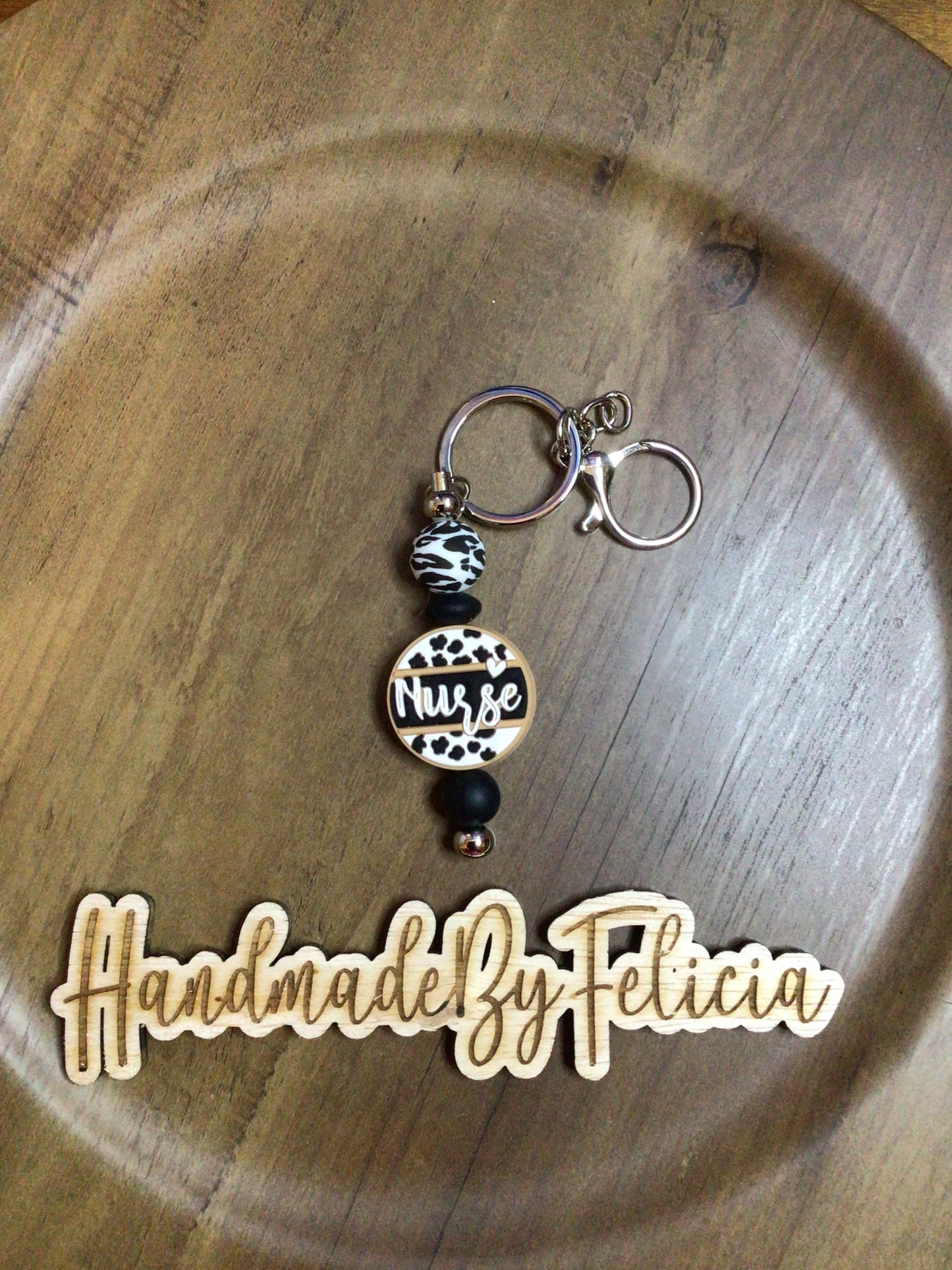 Nurse leopard print keychain
