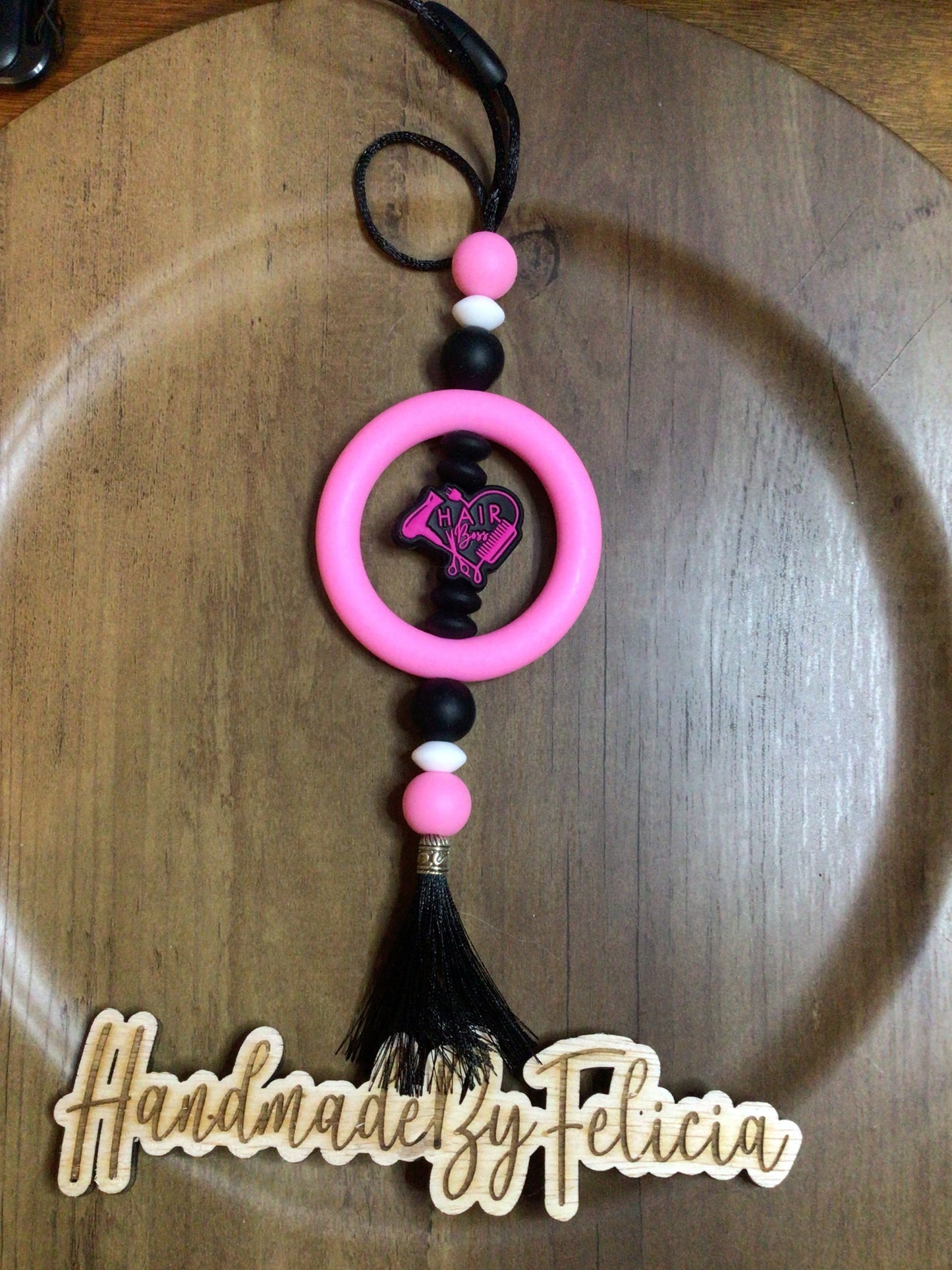 Hairstylist car charm pink