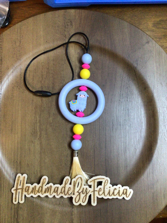 Llama car charm blue
