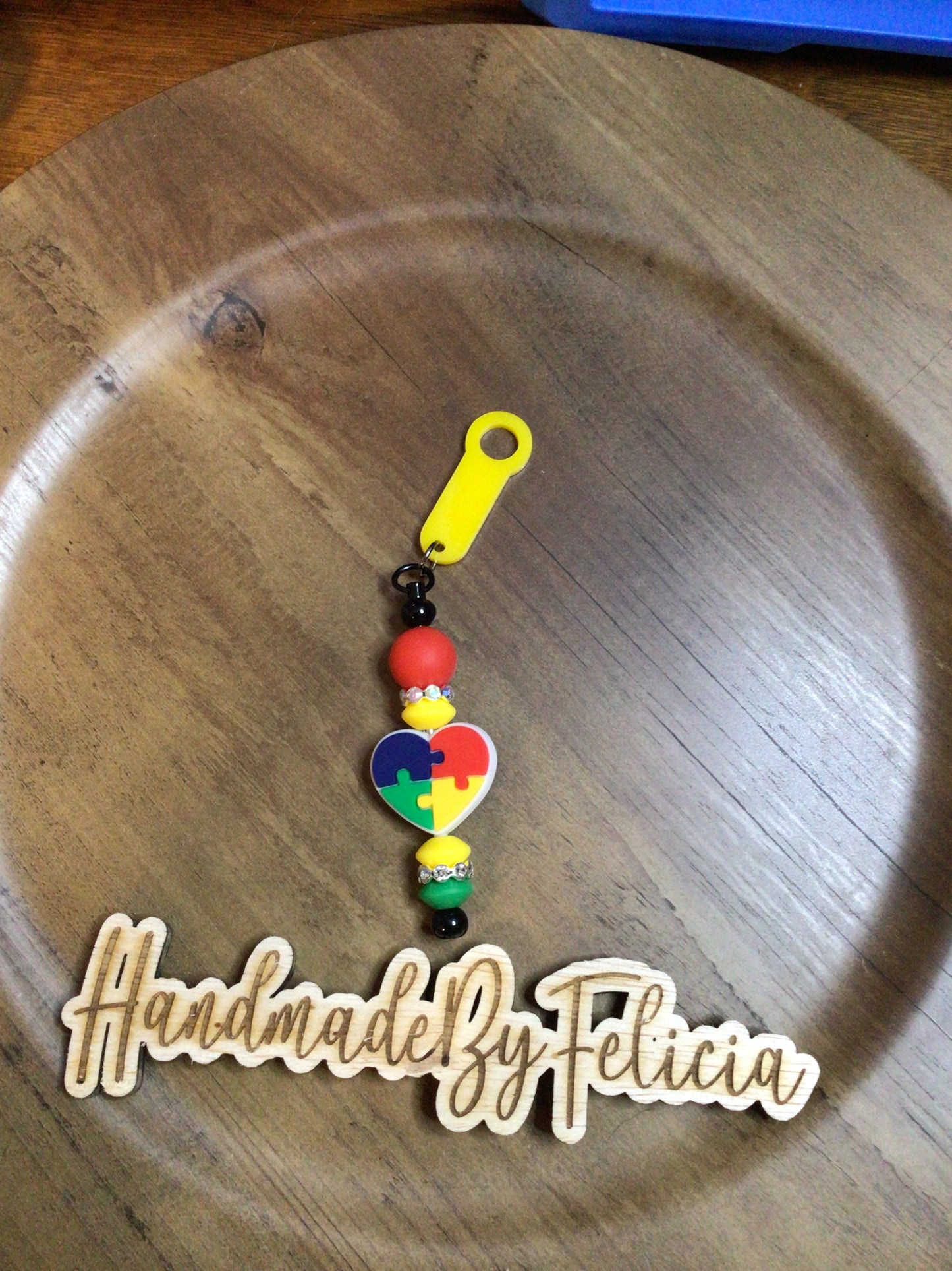 Autism heart straw charm