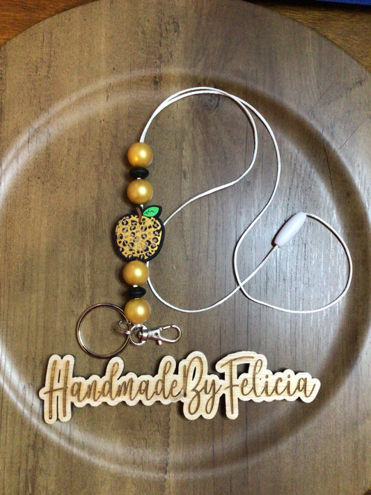 Gold cheetah lanyard