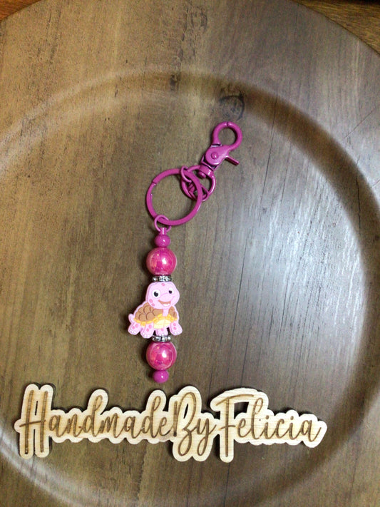 Pink turtle keychain