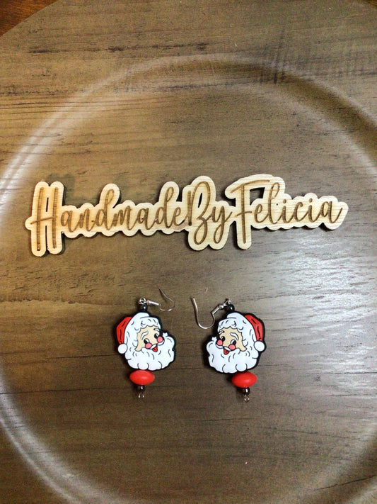 Santa head earrings red